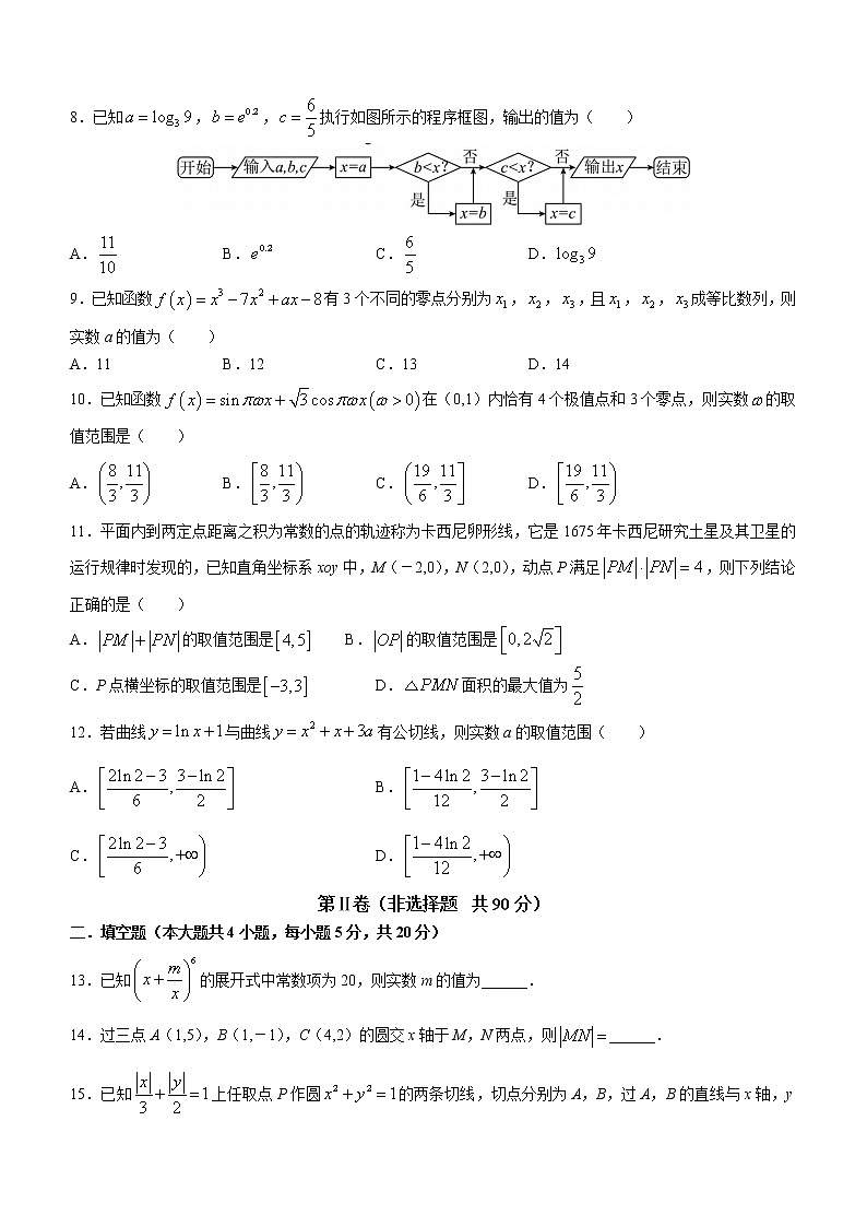2023届江西省上饶市高三第二次高考模拟考试数学（理）试题02