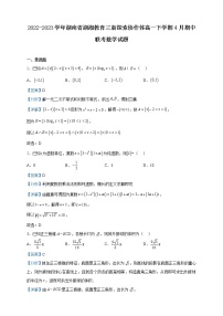 2022-2023学年湖南省湖湘教育三新探索协作体高一下学期4月期中联考数学试题含解析