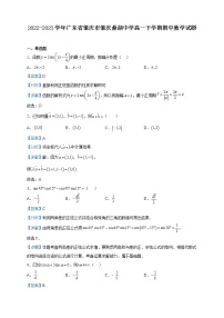 2022-2023学年广东省肇庆市肇庆鼎湖中学高一下学期期中数学试题含解析