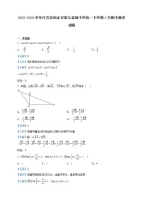 2022-2023学年江苏省南京市第五高级中学高一下学期4月期中数学试题含解析