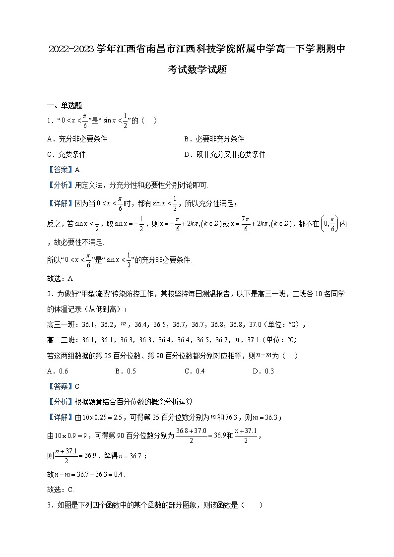 2022-2023学年江西省南昌市江西科技学院附属中学高一下学期期中考试数学试题含解析01