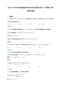 2022-2023学年吉林省长春市农安县农安高级中学高一下学期4月月考数学试题含解析