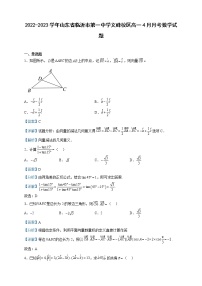 2022-2023学年山东省临沂市第一中学文峰校区高一下学期4月月考数学试题含解析