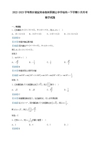 2022-2023学年四川省宜宾市叙州区横江中学校高一下学期3月月考数学试题含解析