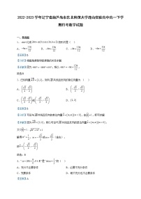 2022-2023学年辽宁省葫芦岛市东北师范大学连山实验高中高一下学期月考数学试题含解析