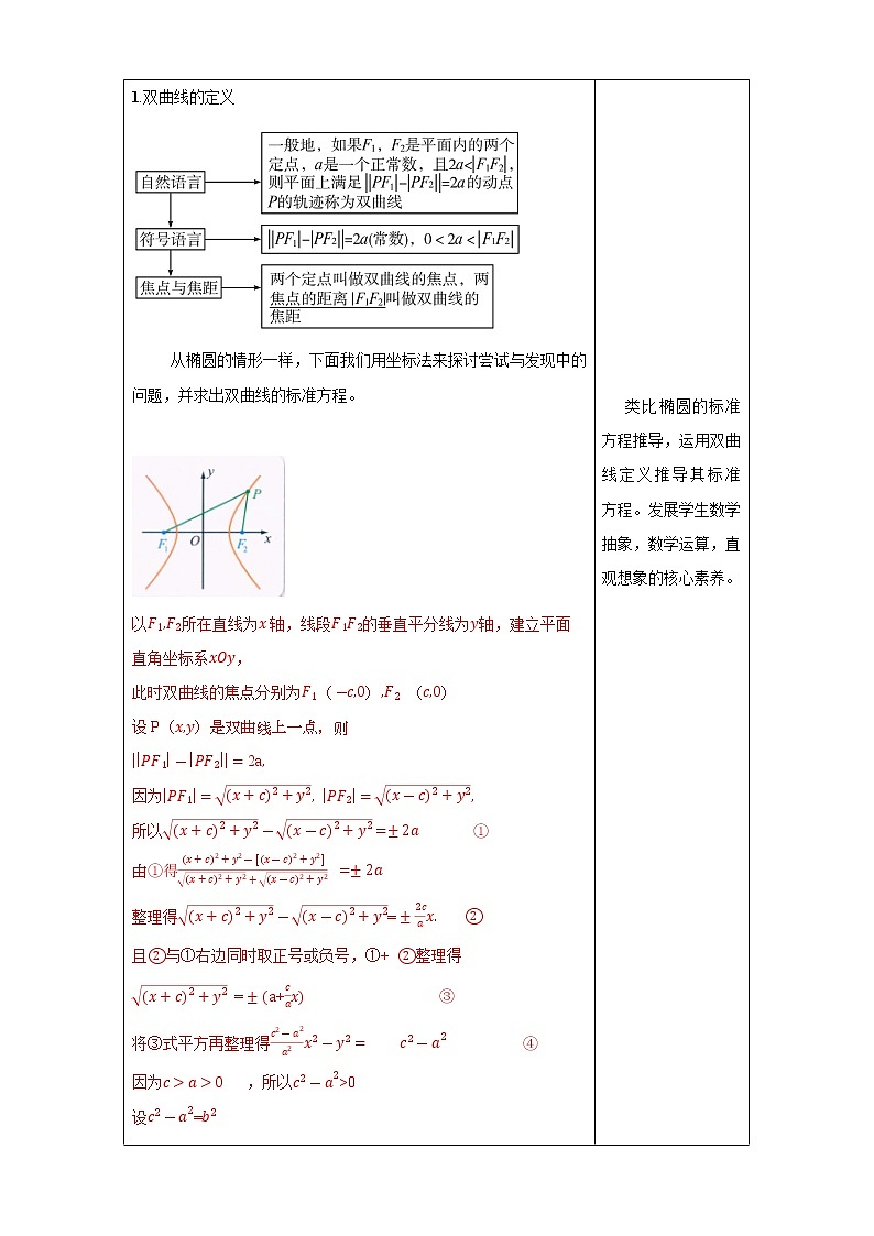 3.2.1 双曲线及其标准方程 教学设计-人教A版高中数学选择性必修第一册第3页