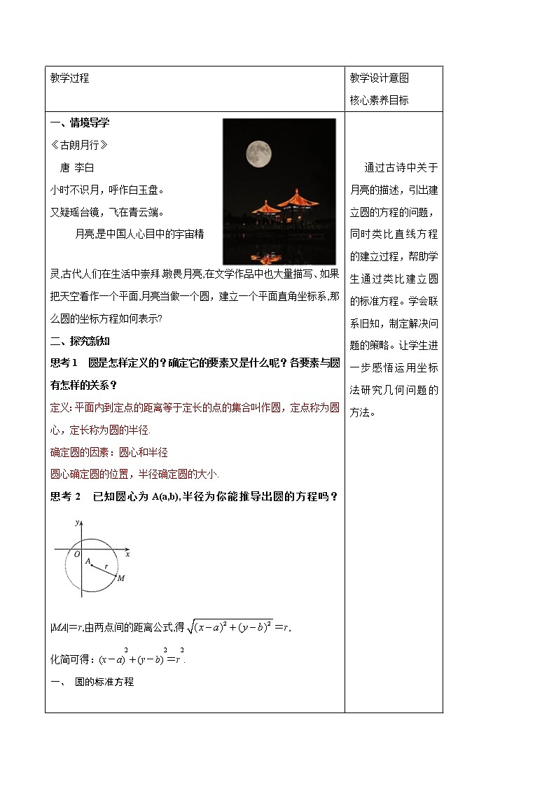 2.4.1 圆的标准方程 教学设计-人教A版高中数学选择性必修第一册第2页
