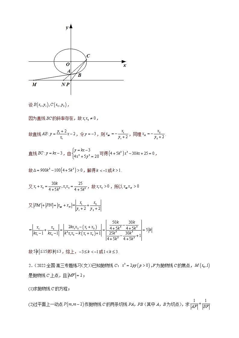 2023年高考数学大题专练专题15圆锥曲线中的范围和最值问题试题含解析02