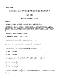 2022-2023学年安徽省池州市高三下学期4月高考仿真适应性考试数学试题含答案