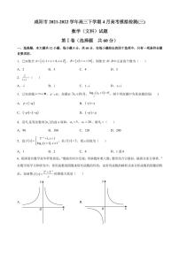2022届陕西省咸阳市高三下学期4月高考模拟检测(三)文科数学试题（PDF版）