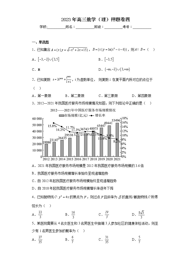 2023年高三数学（理）押题卷四第1页