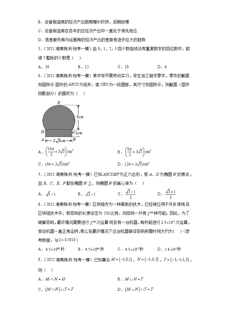 湖南省株洲市三年（2021届-2023届）高考数学模拟题（一模）按题型汇编第2页