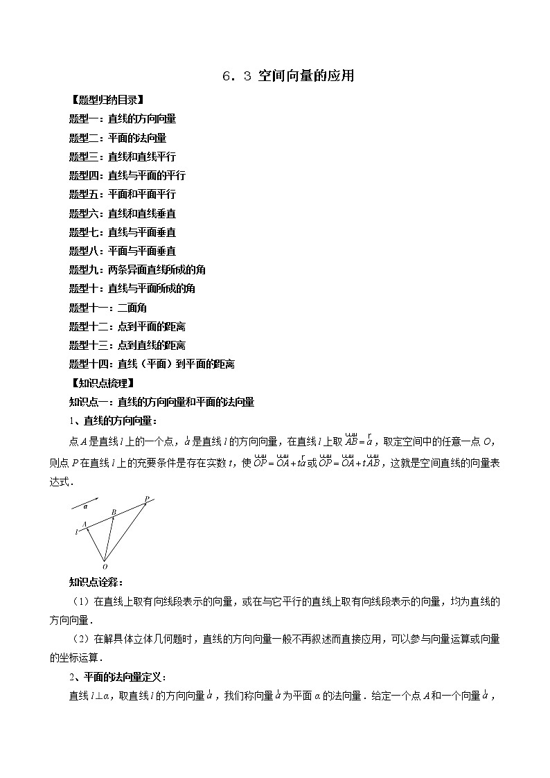 6.3 空间向量的应用（十四大题型）-高二数学新教材同步配套教学讲义（苏教版选择性必修第二册）01
