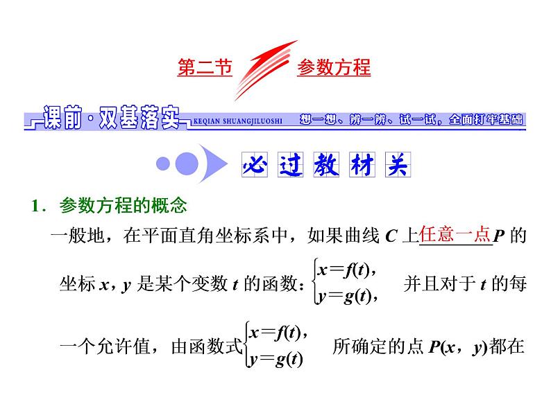 高中数学高考2018高考数学（文）大一轮复习课件 选修4-4 坐标系与参数方程 第二节 参数方程01