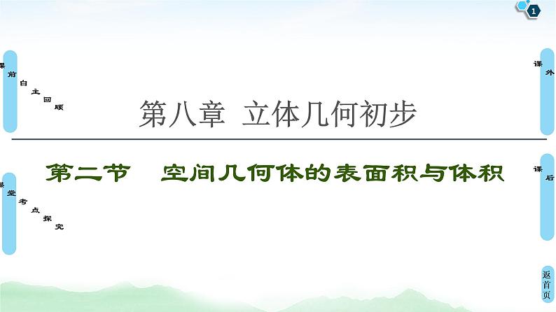 高中数学高考第2节 空间几何体的表面积与体积 课件练习题第1页