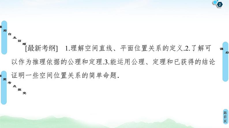 高中数学高考第3节 空间点、直线、平面之间的位置关系 课件练习题02