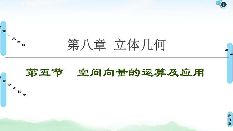 高中数学高考第5节 空间向量的运算及应用 课件练习题第1页