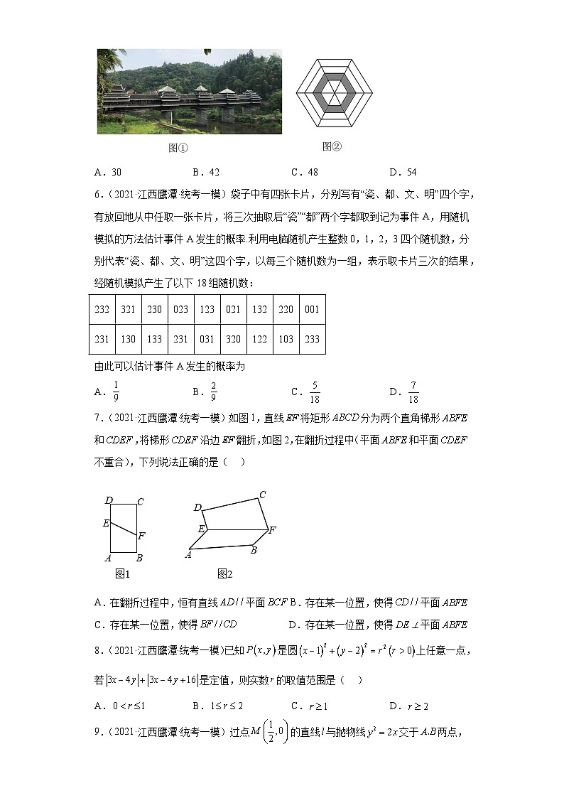 江西省鹰潭市三年（2021届-2023届）高考数学模拟题（一模）按题型汇编02