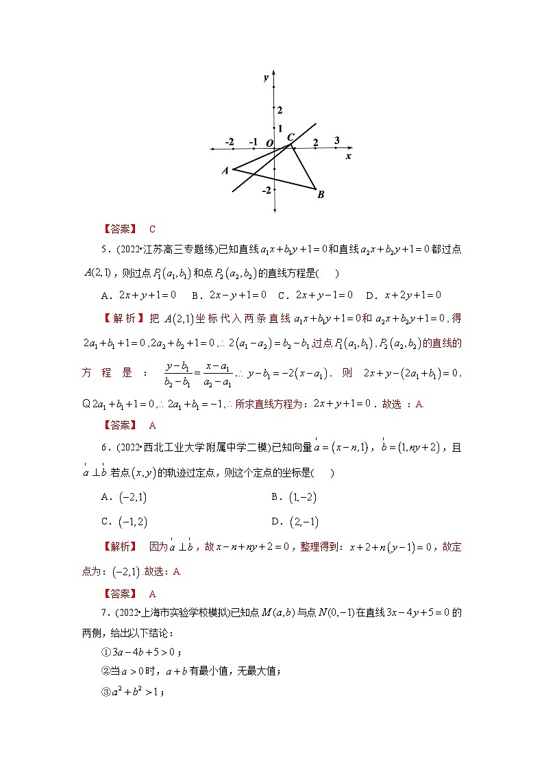 2023高考能力提高专项练习  第一节 直线的方程03