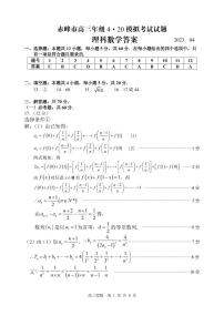 2023届内蒙古赤峰市高三4月模拟考试 理科数学答案