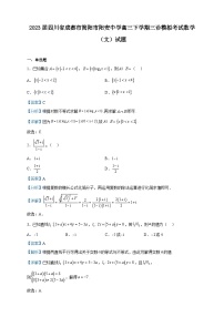 2023届四川省成都市简阳市阳安中学高三下学期三诊模拟考试数学（文）试题含解析