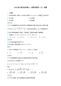 2022届宁夏吴忠市高三一轮联考数学（文）试题含解析