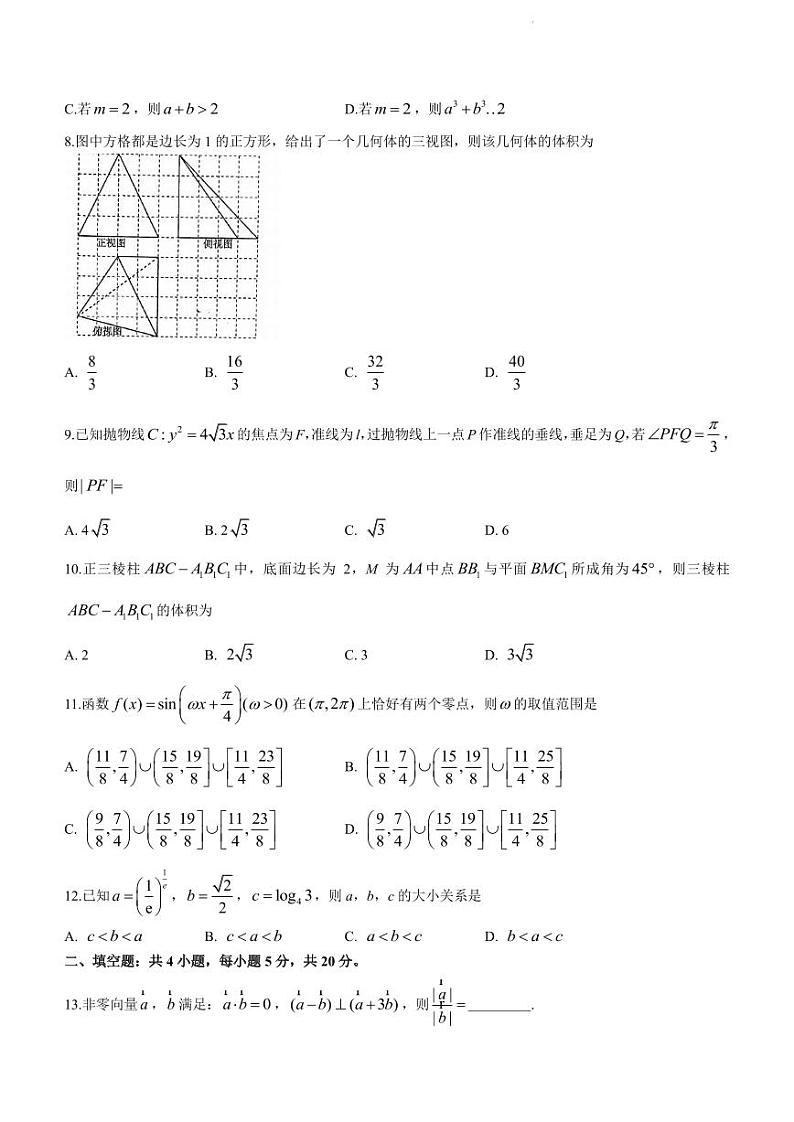2022届安徽省鼎尖联盟高三下学期4月联考理科数学试题（PDF版）02