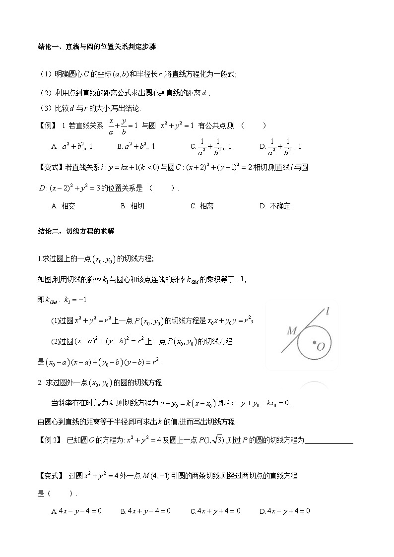 第52讲 直线与圆的位置关系-2023届高考数学二轮复习经典结论微专题02