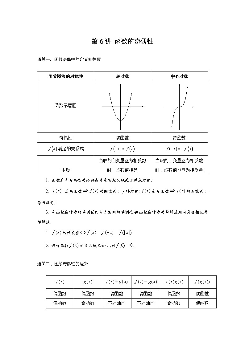 第6讲 函数的奇偶性与第7讲 函数的对称性-解析版第1页