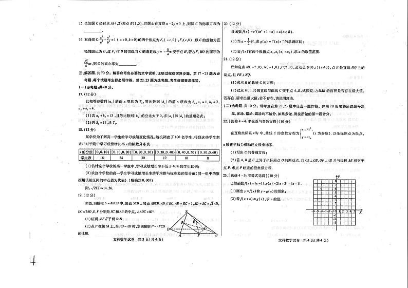 2023届内蒙古包头市高三第二次模拟考试 文科数学第2页