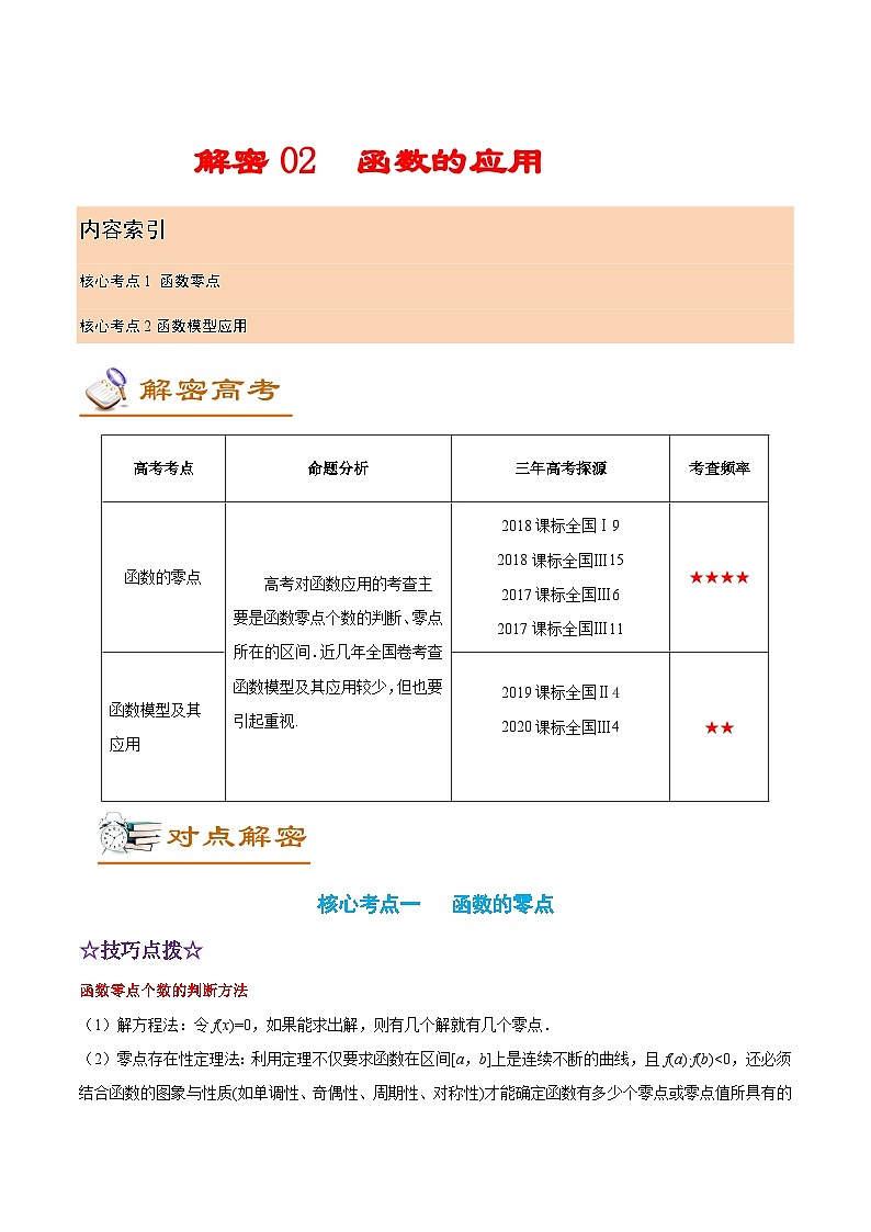 解密02 函数的应用（讲义）-高考数学二轮复习讲义+分层训练（新高考专用）01