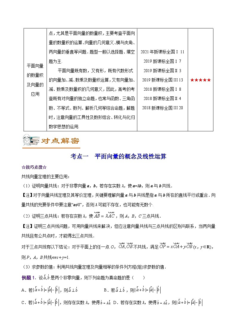 解密07 平面向量（讲义）-高考数学二轮复习讲义+分层训练（新高考专用）02