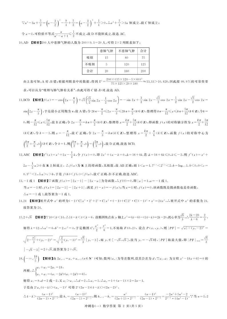 冲刺(一)数学(新高考)答案第2页