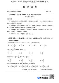 2023武汉高三年级四月调考数学试卷及参考答案