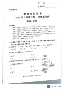2023湘豫名校联考高三第一次模拟考试文数试卷