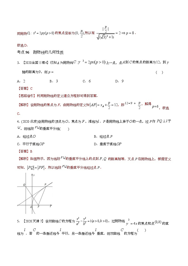2011-2020年高考数学真题分专题训练 专题28  抛物线（教师版含解析）第3页