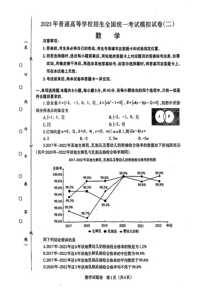 2023年辽宁省高三第二次全省统考暨朝阳市第一高级中学高三四模考试数学试题第1页