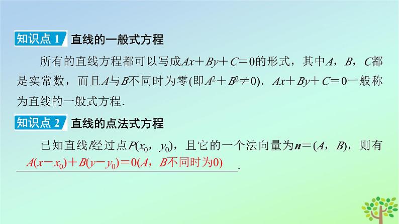 新教材2023年高中数学第1章直线与圆1直线与直线的方程1.3直线的方程第2课时直线方程的一般式和点法式课件北师大版选择性必修第一册06