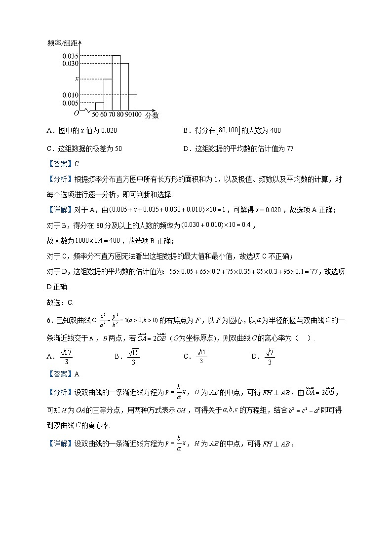 2023届天津市河北区高三二模数学试题含解析03