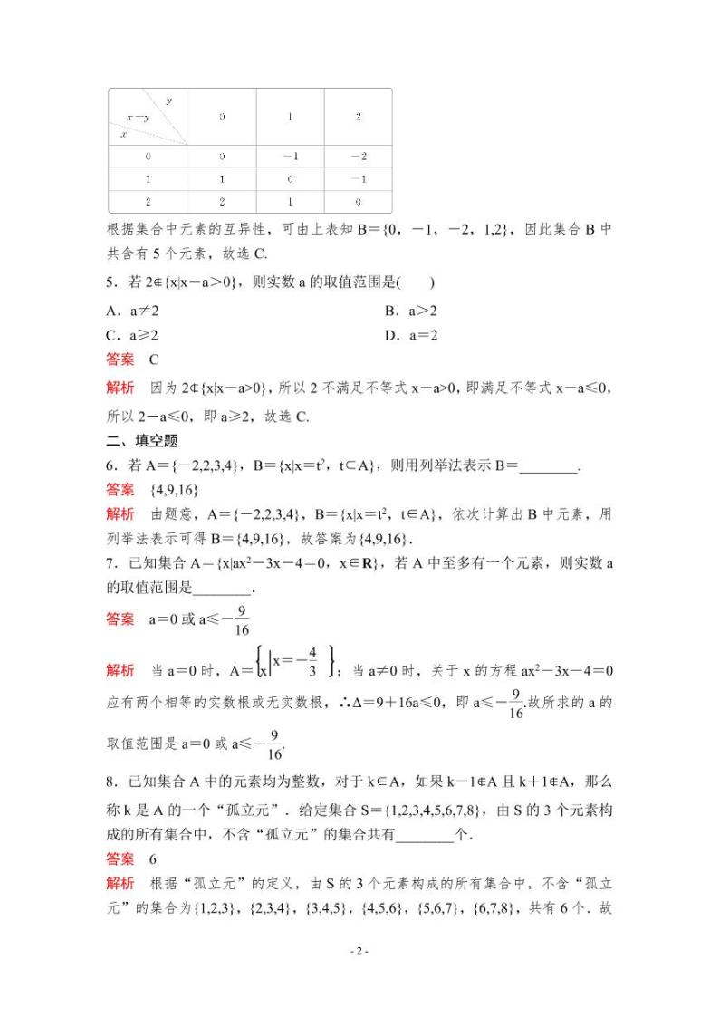 (暑假班)人教版高中数学必修第一册：01《集合的概念》教案及课后作业(4份打包，原卷版+教师版)02