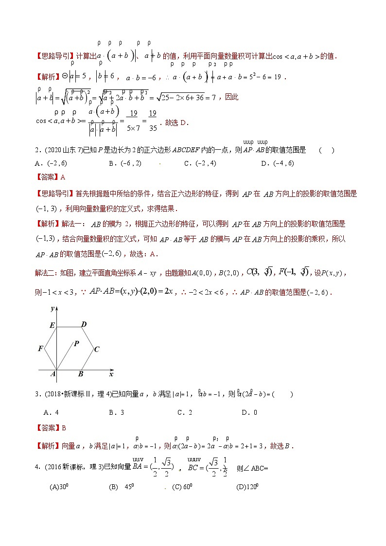 2011-2020年高考数学真题分专题训练 专题16 平面向量数量积及其应用（含解析）03