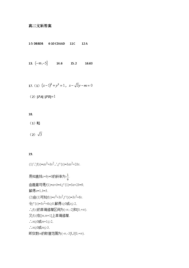 2017-2018学年吉林省梅河口市第五中学高二3月月考数学（文）试题 PDF版01