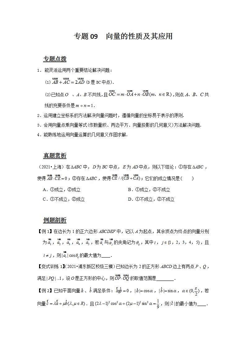 专题09 向量的性质及其应用（原卷版）第1页