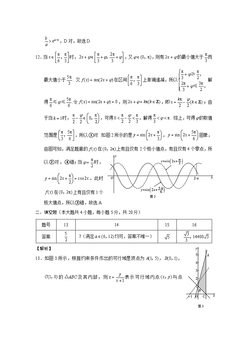 云南师大附中2022届高考适应性月考卷（八）理数-答案第3页