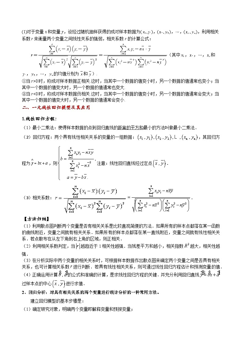 第八章 成对数据的统计分析（公式、定理、结论图表）（新教材）02