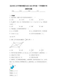 北京市汇文中学教育集团2022-2023学年高一下学期期中考试数学试题