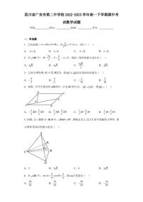 四川省广安市第二中学校2022-2023学年高一下学期期中考试数学试题