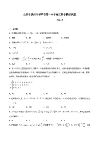 山东省滨州市邹平市第一中学2023届高三5月数学模拟试题