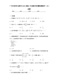广西玉林市北流市2023届高三年级教学质量检测数学（文）试题（含答案）