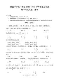 陕西省镇安中学2022-2023学年高一下学期期中考试数学试题